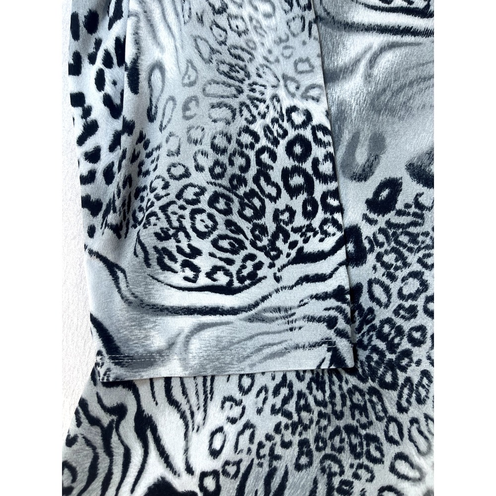 SUSAN GRAVER WOMEN'S SHIRT MEDIUM BLACK CHEETAH PRINT WH3/4‎ SLEEVE TOP BLOUSE - Picture 2 of 14
